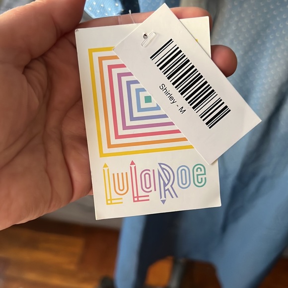 dusty blue with white polka dots LuLaRoe swim coverup / kimono NWT - Picture 4 of 5